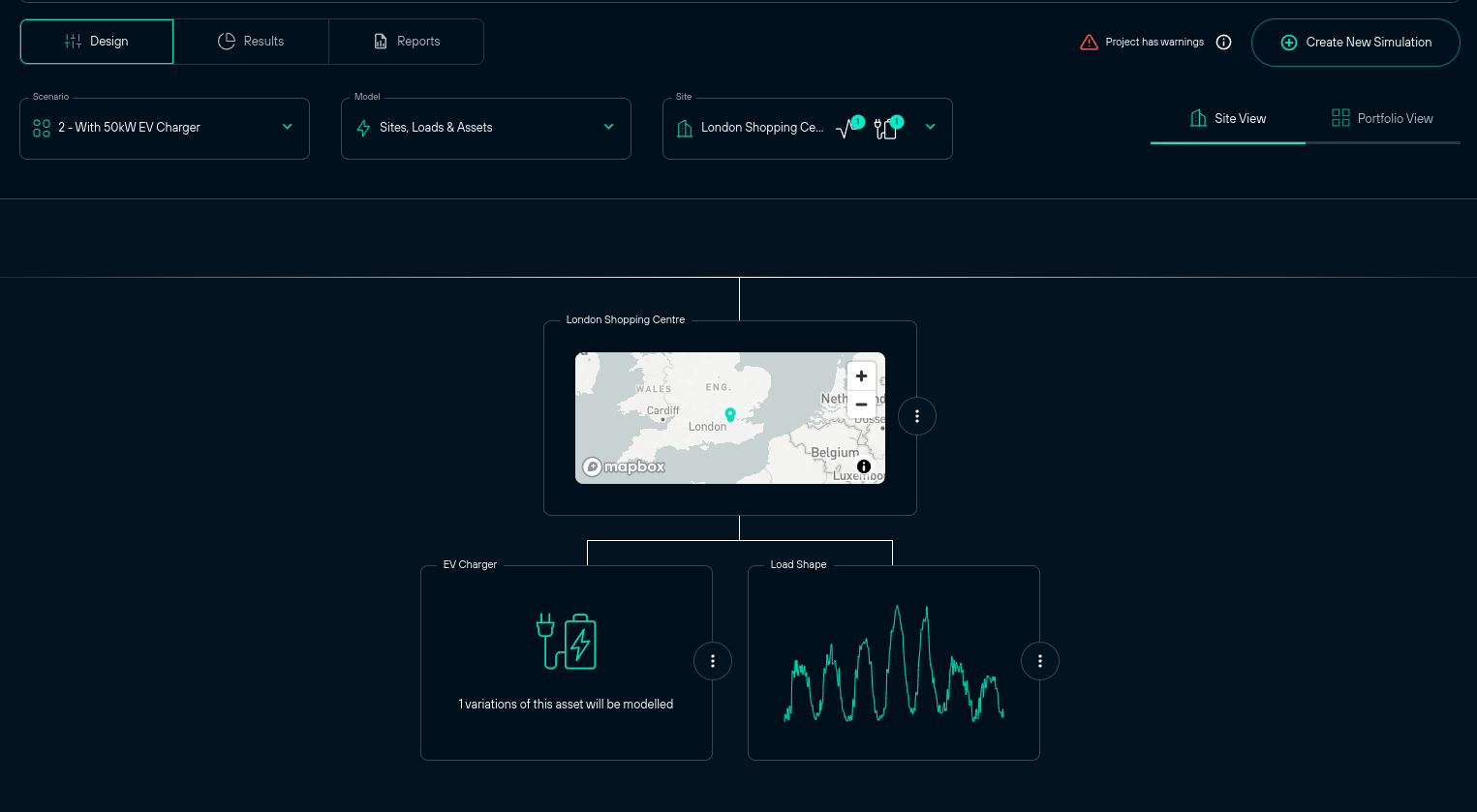 The EV charger project in Gridcog